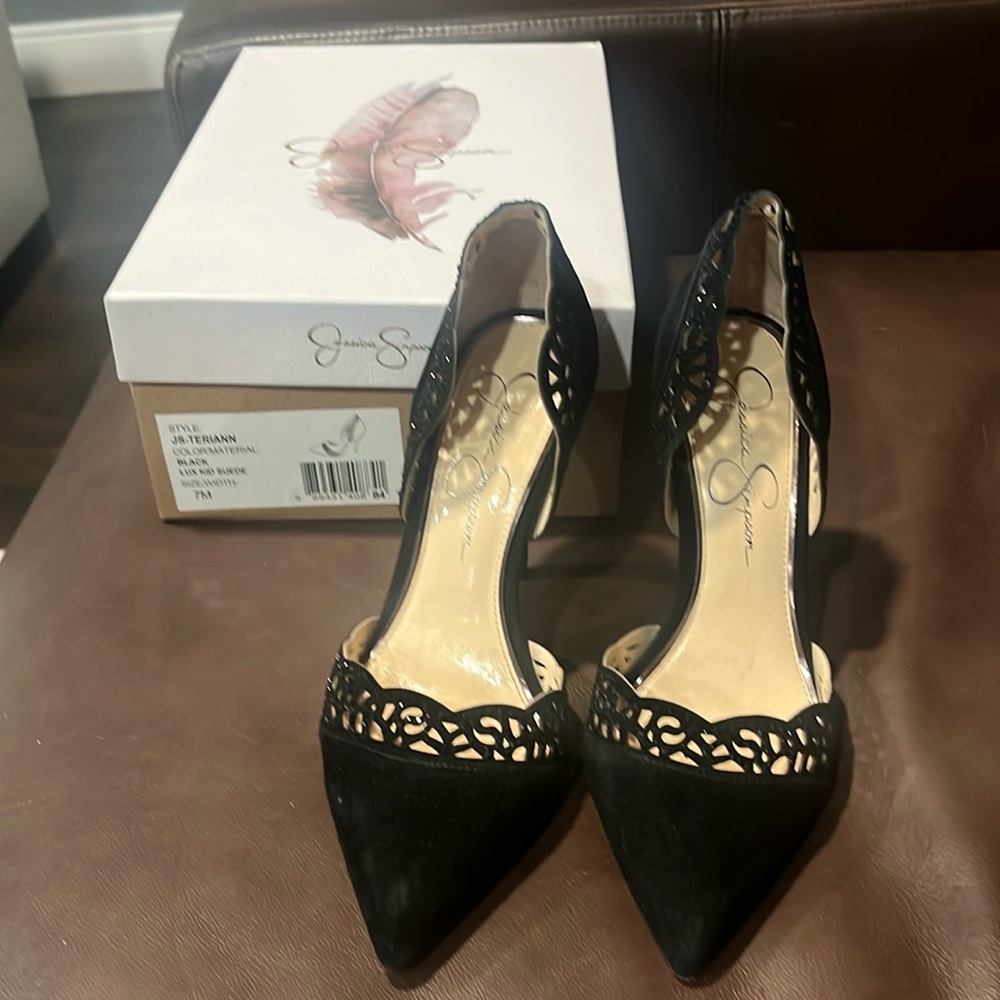 Jessica Simpson black suede heels